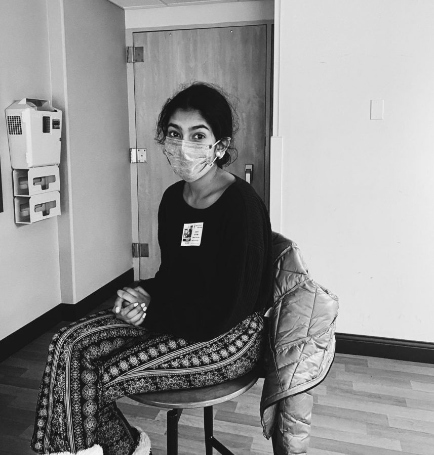 Swati after getting her first dose of the Pfizer-BioNTech COVID-19 vaccine on December 29, 2020