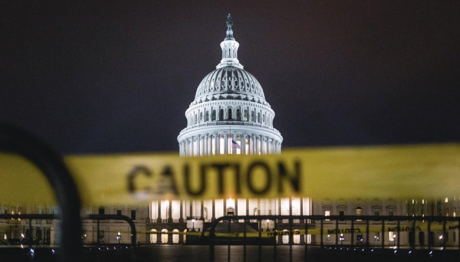 US Capitol building with Caution tape in foreground