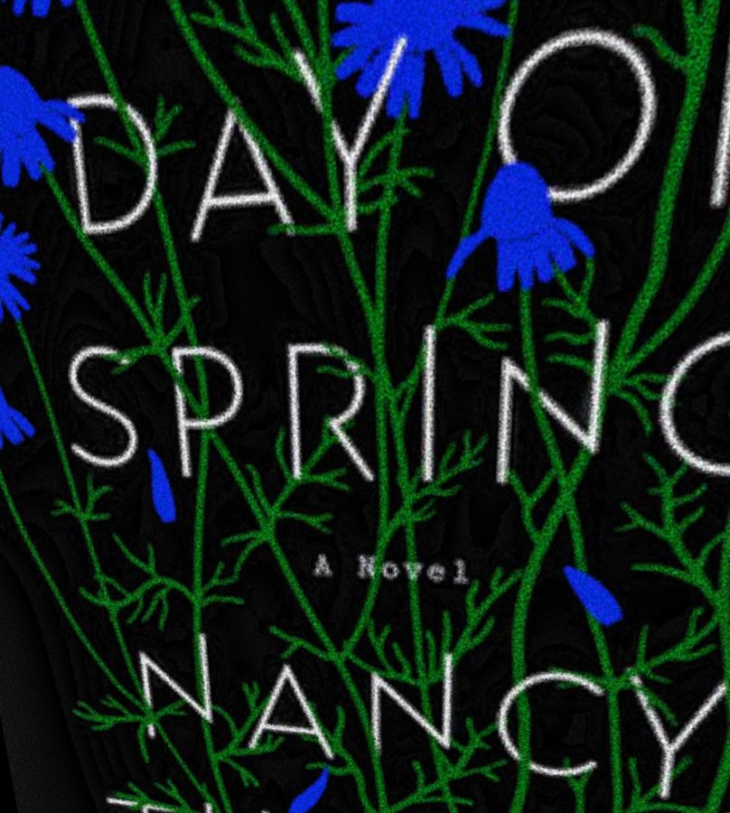 Distorted Image of portion of book jacket for novel The First Day of Spring