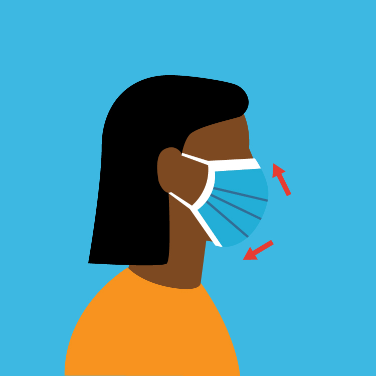 blue graphic of a person in a surgical mask