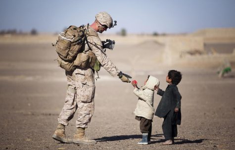 soldier with kids
