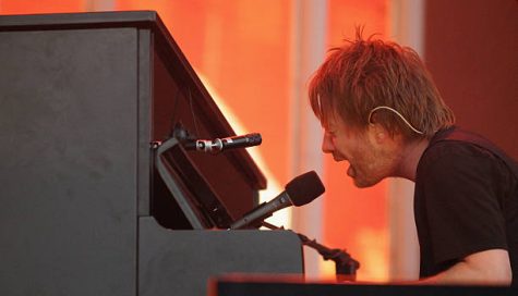 Thom Yorke performing in Victoria Park, London