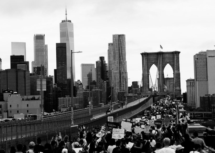 Brooklyn New York bridge protest march