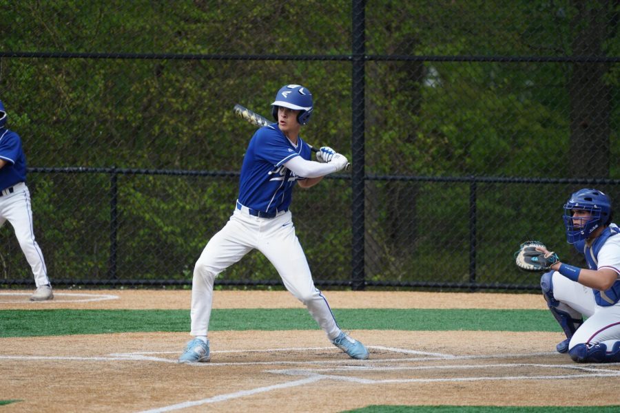 Darien senior DH Simeon Doll driving in runs in a 2023 home contest for the Darien Baseball team