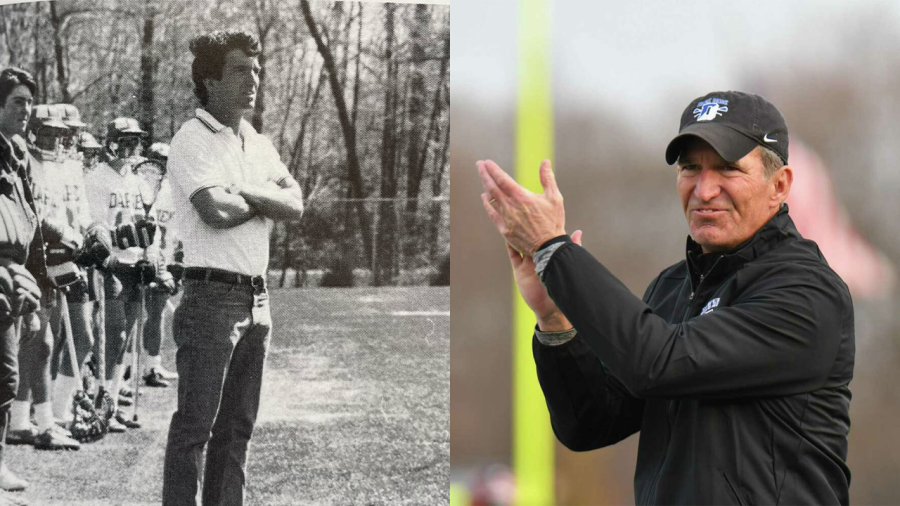 Darien Boys             Lacrosse Head Coach Jeff Brameier in 1984 (left) and in 2022 (right)