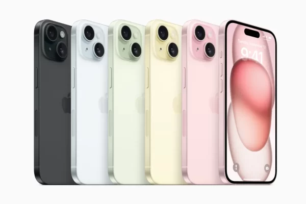 The new and improved  iPhone 15 and the iPhone 15 Plus will be available in five colors: black, blue, green, yellow and pink 