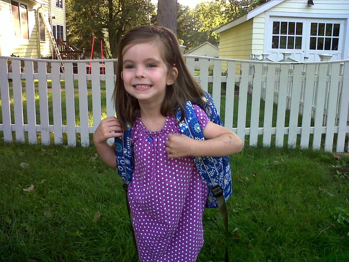 My first day of Kindergarten at Royle Elementary School, moments before disaster on the school bus.