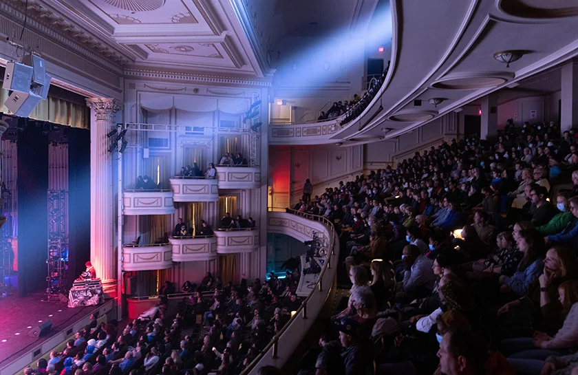 The beautiful Shubert Theatre in New Haven, a fully restored Broadway-style theatre that hosts everything from comedians to Broadway tours.